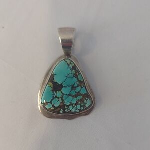 Tom Willeto Elegant Silver Turquoise Pendant